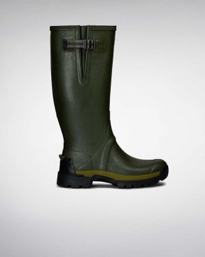 Hunter Balmoral Bamboo Carbon Men Wellington Boots Olive | 86828878