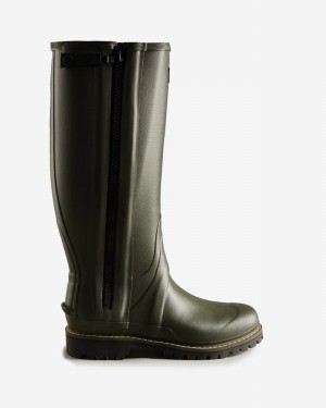 Hunter Balmoral Full Zip Commando Tall Men Wellington Boots Green | 244181763