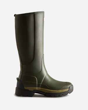 Hunter Balmoral Tall Neoprene Hybrid Women Boots Green | 716488798