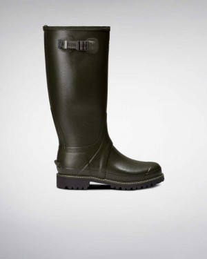 Hunter Balmoral Wide Fit Men Wellington Boots Olive | 805141301