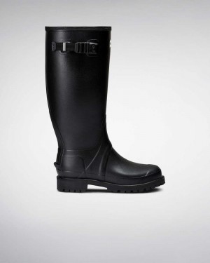 Hunter Balmoral Wide Fit Men Wellington Boots Black | 209090627