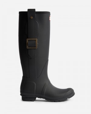 Hunter Exaggerated Buckle Tall Women Wellington Boots Black | 735781989