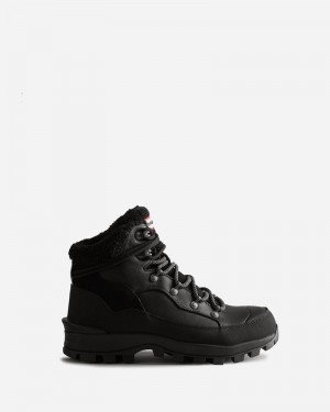 Hunter Explorer Insulated Lace-Up Leather Commando Women Boots Black | 446391193