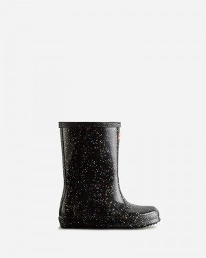 Hunter Giant Glitter Kids' Wellington Boots Black | 570878363