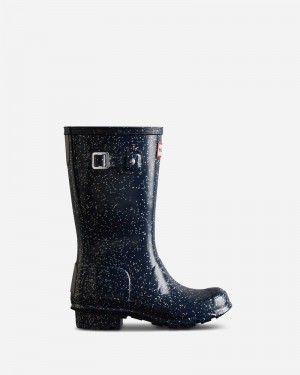 Hunter Giant Glitter Kids' Wellington Boots Navy | 598747863