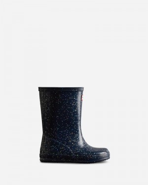 Hunter Giant Glitter Kids' Wellington Boots Navy | 167516439