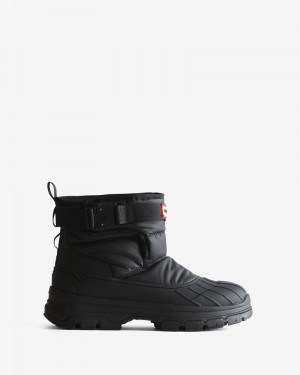 Hunter Intrepid Short Buckle Women Snow Boots Black | 942908228