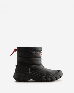 Hunter Intrepid Short Women Snow Boots Black | 233653309