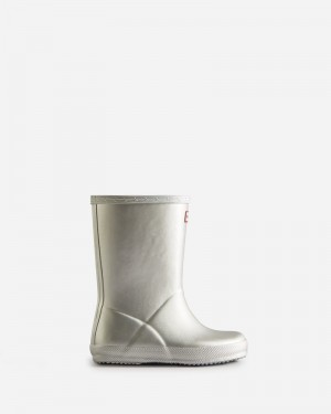 Hunter Metallic Kids' Wellington Boots Silver | 691022455