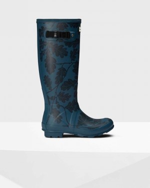Hunter National Trust Print Norris Field Women Rain Boots Blue | 922863135