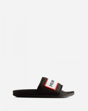Hunter Neoprene Logo Women Slides Black | 707106249