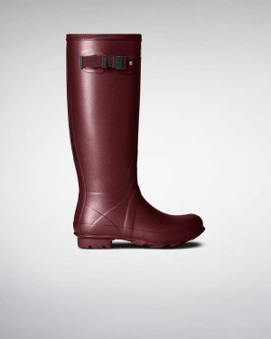 Hunter Norris Field Neoprene Lined Women Rain Boots Burgundy | 401905911