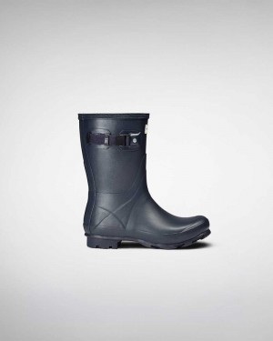 Hunter Norris Field Short Women Short Boots Navy | 347242009