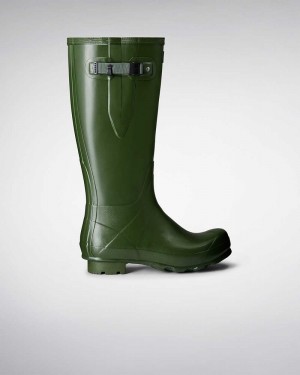 Hunter Norris Field Side Adjustable Men Wellington Boots Green | 503686760