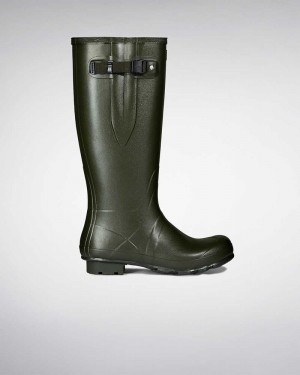 Hunter Norris Field Side Adjustable Neoprene Lined Men Wellington Boots Olive | 705853691