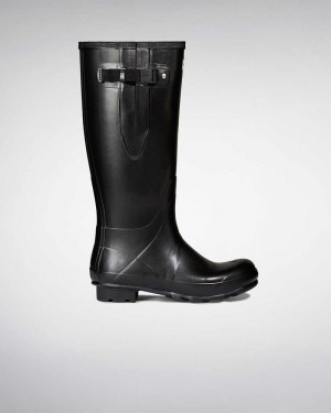 Hunter Norris Field Side Adjustable Neoprene Lined Men Wellington Boots Black | 624023711