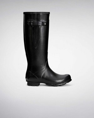 Hunter Norris Field Side Adjustable Women Rain Boots Black | 131434673