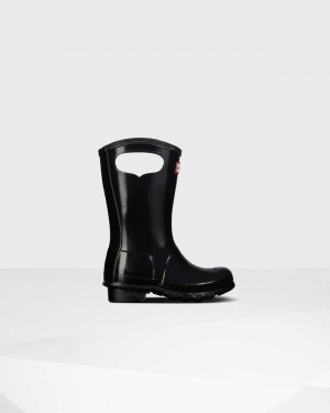 Hunter Original Big Grab Handle Kids' Rain Boots Black | 745422800