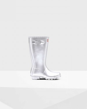 Hunter Original Big Metallic Kids' Rain Boots Silver | 137678685