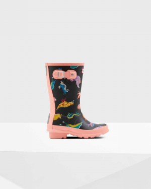 Hunter Original Big Sea Monster Print Kids' Rain Boots Pink | 857022355