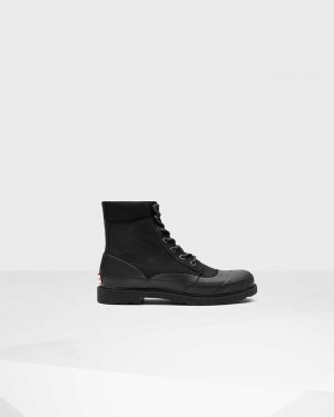 Hunter Original Canvas Lace-up Derby Men Boots Black | 310918143