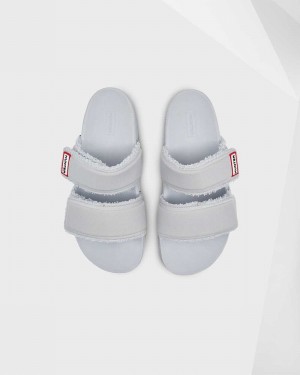 Hunter Original Double Strap Women Slides Grey | 863692268