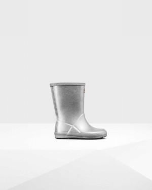 Hunter Original First Classic Cosmic Glitter Kids' Rain Boots Silver | 25784276