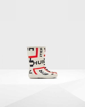 Hunter Original First Classic Exploded Logo Kids' Rain Boots White | 95547835