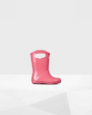 Hunter Original First Classic Grab Handle Kids' Rain Boots Pink | 247249045