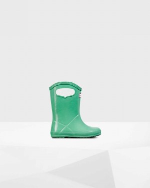 Hunter Original First Classic Grab Handle Kids' Rain Boots Green | 86308304