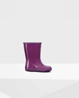 Hunter Original First Classic Kids' Rain Boots Purple | 968688057