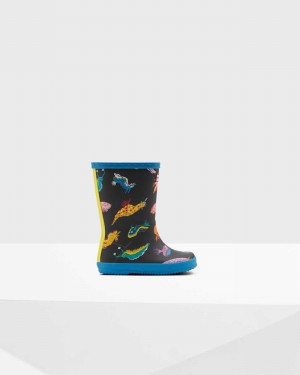 Hunter Original First Classic Sea Monster Print Kids' Rain Boots Blue | 882859491