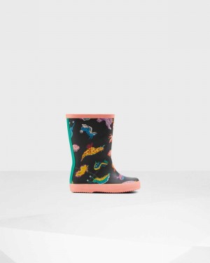 Hunter Original First Classic Sea Monster Print Kids' Rain Boots Pink | 209382567