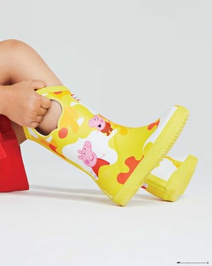 Hunter Original First Peppa Pig Grab Handle Kids' Wellington Boots Yellow | 878552744