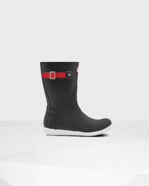 Hunter Original Flat Heel Calendar Sole Short Mid-Calf Women Short Boots Black | 347376046