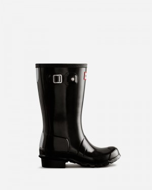 Hunter Original Gloss Kids' Wellington Boots Black | 831064617