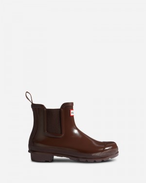 Hunter Original Gloss Women Chelsea Boots Brown | 813959815