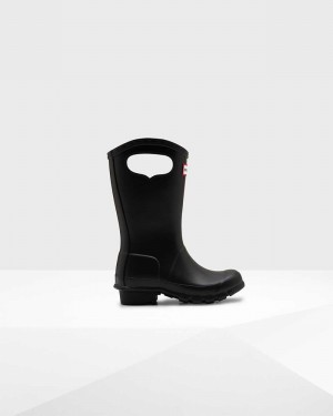 Hunter Original Grab Handle Kids' Rain Boots Black | 318794255