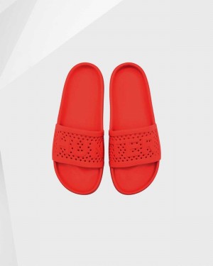 Hunter Original Lightweight Moulded Women Slides Red | 858323782