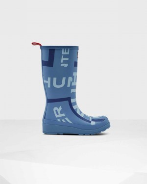 Hunter Original Play Tall Exploded Logo Mid-Calf Women Rain Boots Blue | 346486221