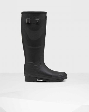 Hunter Original Refined Insulated Wave Texture Tall Women Rain Boots Black | 270656825