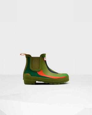 Hunter Original Rockpool Camo Women Chelsea Boots Olive | 973290625