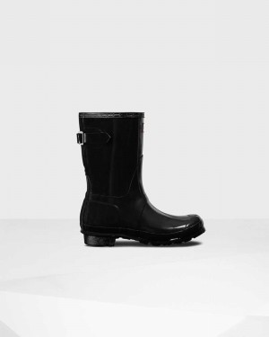 Hunter Original Short Back Adjustable Women Rain Boots Black | 913908540