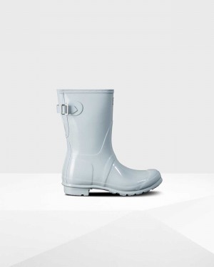 Hunter Original Short Back Adjustable Women Rain Boots Grey | 756449818