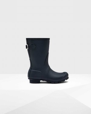 Hunter Original Short Back Adjustable Women Rain Boots Navy | 102591087
