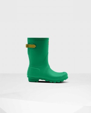 Hunter Original Short Back Adjustable Women Rain Boots Green | 246067158