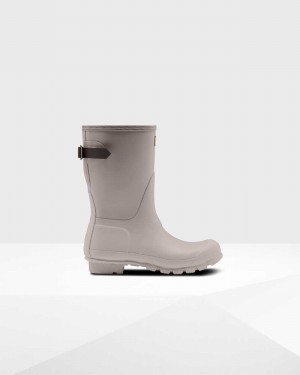 Hunter Original Short Back Adjustable Women Rain Boots Beige | 33457006