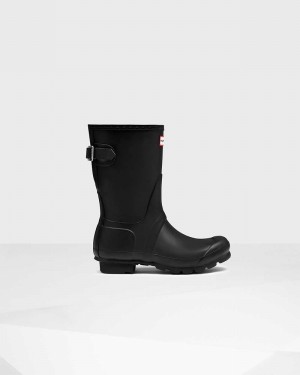 Hunter Original Short Back Adjustable Women Rain Boots Black | 2607521