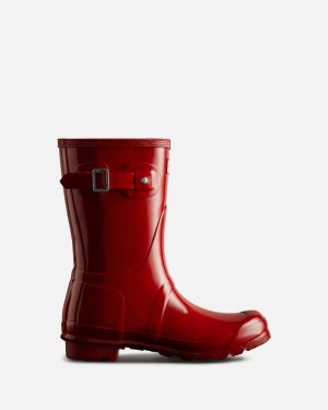 Hunter Original Short Gloss Women Wellington Boots Red | 121585637
