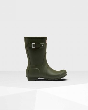 Hunter Original Short Mid-Calf Women Rain Boots Olive | 994771611